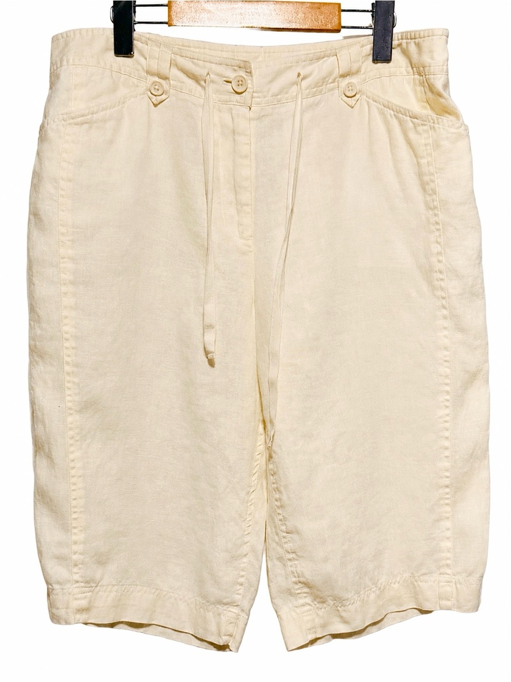 Jones New York Sport 100% Linen Bermuda Shorts Butter Yellow Size 14